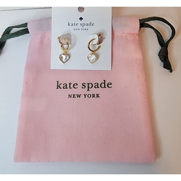 NWT Kate Spade Mother-of-pearl Drop Huggie Hoop Earrings - Picture 2 of 6